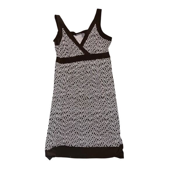 Apt 9 Women’s Sleeveless Shoulder Strap Dress Size Medium Brown & White Mod - Picture 2 of 3